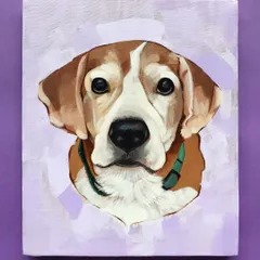 This is a classic acrylic painting of a lovely beagle named Bruno. I used expressive, visible brushstrokes on canvas to create a sense of life and texture, giving the portrait a traditional, painterly feel that looks wonderful hanging on a wall.