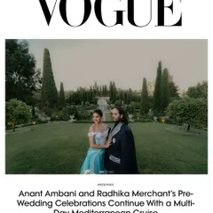 A proud moment seeing our photograph from Anant Ambani and Radhika Merchant's Mediterranean cruise featured in Vogue USA. Capturing this elegant portrait against the stunning European gardens was a highlight of their pre-wedding celebrations.