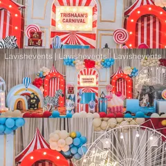 Welcome to the carnival! I love bringing big, imaginative themes to life for kids' parties. This setup shows how we use custom props, vibrant colors, and fun details to create an immersive experience.