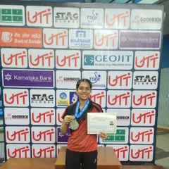 Here is Ananya Chande proudly holding her silver medal and certificate at the National Ranking (South Zone) Championship. Competing and winning at the national level requires immense focus and skill, and we are thrilled to see her succeed.