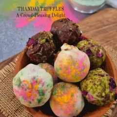 These Thandai Truffles are a crowd-pleasing delight for Holi. They are bite-sized treats that combine the traditional flavor of thandai with the richness of white and dark chocolate.