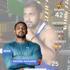This is Ashish Mahadik, a true warrior with 42 fights and medals at state and district levels. His journey is a testament to resilience and the never-give-up spirit we foster.