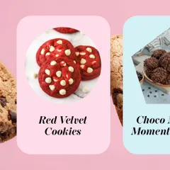 Our cookies are here to steal your heart. Choose from Red Velvet with white chocolate chips, Choco Melting Moments, and more.
