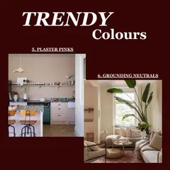 Here, I discuss the trend of plaster pinks and grounding neutrals. These colors are versatile and can be used to create soft, minimalist, or earthy aesthetics.