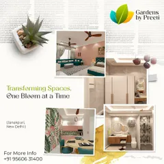 A collage showcasing our transformative designs for a project in Janakpuri, New Delhi. This includes a look at the bedroom, dining area, and bathroom, all tied together with a fresh, modern, and nature-inspired aesthetic.