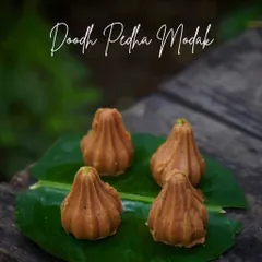 These are my Doodh Peda Modaks. They have a rich, milky flavour and a melt-in-your-mouth texture that is simply divine.