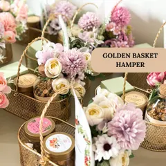 Our Golden Basket Hamper is a popular choice for Rakhi. These elegant metal baskets are filled with our signature treats and adorned with beautiful artificial flowers.