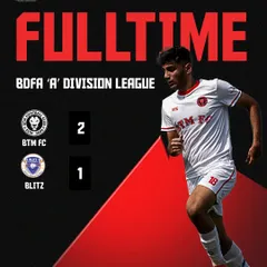 We secured a hard-fought 2-1 win against Blitz FC. This full-time graphic highlights the result and our team's resilience in a challenging match.