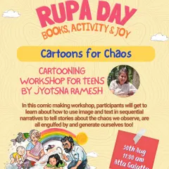 Poster for 'Cartoons for Chaos', a cartooning workshop for teens.