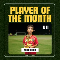 Saad Khan, recognized as the U11 Player of the Month for June 2025.