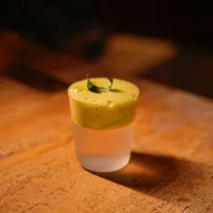 A close-up of the Neer More 2.0, a cocktail that perfectly represents our philosophy of taking the familiar and giving it an unexpected, modern twist.