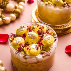 My Rasmalai Tres Leches is where Indian tradition meets global indulgence. I soak a moist vanilla cake in a saffron and cardamom milk blend, layer it with Belgian white chocolate mousse, and top it with baby rasmalais and pistachios.