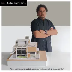 Here I am with a physical model of a residential project. Models are a vital part of my design process, helping clients visualize the three-dimensional form and spatial quality of their future home long before construction begins.