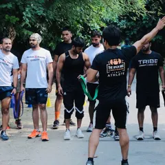 Briefing the athletes before our first in-house CrossFit competition. CrossFit is all about bringing the community together to test their fitness in a supportive environment.