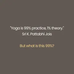 The "99% practice" is not about poses. It is about what happens when the mat is gone. It is how you wake, eat, and respond when tested. It includes the practice of Yama (ethics), Niyama (observances), Ahara (nourishment), Vichara (self-inquiry), and Seva (selfless service). Real yoga begins where your comfort zone ends.
