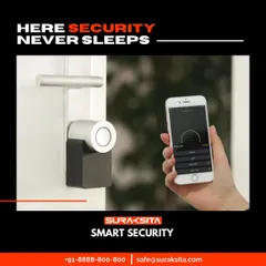 Gain complete control over your property's access with our smart lock solutions. Here, a user operates a high-tech biometric lock via a smartphone app, demonstrating the convenience and advanced security we bring to modern homes and offices.