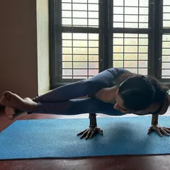 Another perspective on Astavakrasana. Arm balances teach us so much about our own power and the importance of finding a stable foundation, both on and off the mat.