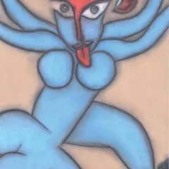 Another depiction of 'Kali', this one a pastel on paper by Prokash Karmakar, from our 2008 auction archives. Karmakar's pop art-influenced, surreal style offers a completely different but equally powerful interpretation of the goddess.