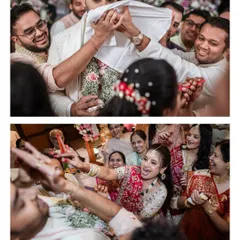 The playful "nose-grabbing" ritual, where the bride's side tries to grab the groom's nose. A moment of fun and friendly competition.