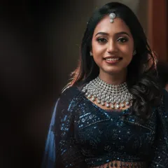 For a modern reception or sangeet, a sparkling American diamond necklace set like this one makes a stunning statement. This rental piece is perfect for lehengas and gowns, giving you a glamorous look for your special evening.