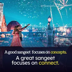 Here's our secret sauce: a good sangeet focuses on concepts, but a great sangeet focuses on connect. We believe in creating performances that are not just visually impressive but also emotionally resonant, connecting the couple's story with the audience.