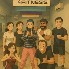 Our gym community, Ghibli-style. This beautiful illustration shows our members and trainers as anime characters, capturing the friendly and supportive spirit of our fit fam.