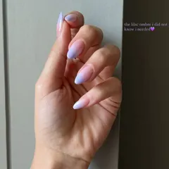 A trendy and soft lilac ombre, blending from a natural sheer base to a beautiful pastel purple at the tips.