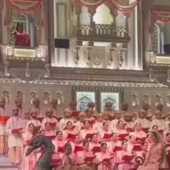 A wide view of our choir performance at the Ambani wedding. The scale of this production was immense, and it was a privilege to contribute to such a beautifully organized traditional music ceremony.