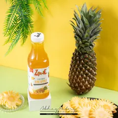 For this pineapple drink, I used a bright, sunny yellow background and fresh pineapple to create a tropical and refreshing vibe. The styling clearly communicates the "pineapple" flavor.