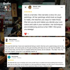 "Isha is a narrator. She narrates a story for your paintings." A screenshot of a beautiful review that truly captures the essence of what I strive to do.