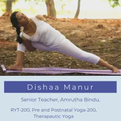 Disha Manur is a senior teacher with over 18 years of experience, specializing in Yoga Therapy and restorative practices. Her background in classical music and dance brings a unique blend of energy, wisdom, and compassion to her therapeutic classes.