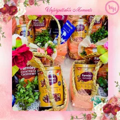 Creating unforgettable moments with these beautiful baskets. They are filled with healthy and delicious treats from Farmley, perfect for any occasion.