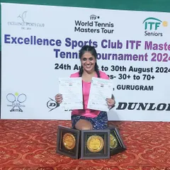 Congratulations to our trainee Sonal Vohra for winning a triple crown at the Excellence Sports Club ITF Masters Tournament. We train champions across all age groups, from juniors to masters, helping them dominate their categories.