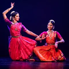 A moment of interaction between two dancers in a duet. I choreograph these pieces to be a conversation, where each dancer responds to the other through movement and expression.