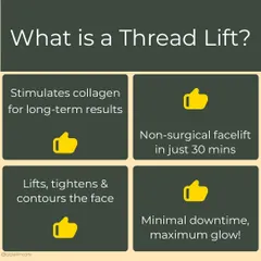 What is a Thread Lift? It's a non surgical procedure that lifts, tightens, and contours the face in about 30 minutes. It also stimulates collagen for long term results with minimal downtime.