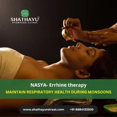 Nasya, or Errhine therapy, is an excellent way to maintain respiratory health, especially during monsoon seasons. It helps keep the nasal passages clear and supports overall respiratory function.