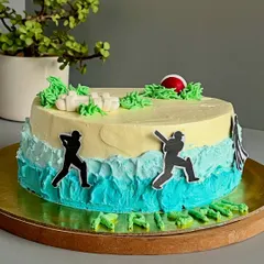 This cricket-themed cake is an Indian fusion celebration. It's flavoured with badam milk, rose water, and a hint of saffron, crafted with minimal fondant and maximum indulgence.