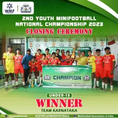 The official closing ceremony of the 2nd Youth Minifootball National Championship, with our Under-15 boys crowned as the winners for Team Karnataka.