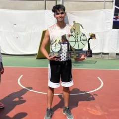 The Most Valuable Player of the U17 5x5 tournament holding his well-earned trophies. We make sure to celebrate standout performances.