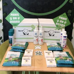 Check out our festive giveaway hampers! They are packed with high-quality goodies like natural dog treats, broths, and grooming sprays that we personally recommend.