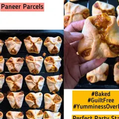 My baked Paneer Parcels are a guilt-free and delicious party starter. These savory pastries are filled with a spiced paneer mixture and baked until golden.