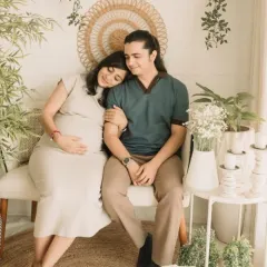 A lovely portrait of the couple. The natural makeup look ensures that the focus remains on their connection and the special moment they are celebrating.