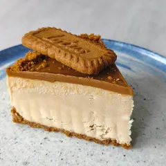 A close-up of my famous Biscoff cheesecake. Creamy, dreamy, and totally irresistible.