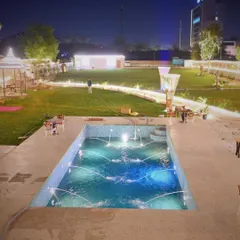 My pool isn't just for swimming, it's an experience. Here it is with the water fountains turned on, creating a beautiful and playful ambiance for evening events.