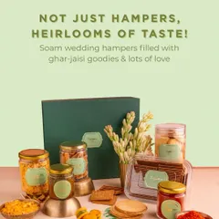 I believe wedding gifts should be more than just snacks; they should be heirlooms of taste. My wedding hampers are filled with ghar-jaisa goodies and lots of love, curated to bring comfort and joy to the new beginning.