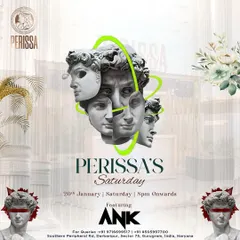 A promotional poster for one of my Saturday night gigs at Perissa. I hold regular residencies at top venues in Gurugram.
