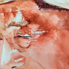 Fresh from the easel, this watercolor on Arches paper captures a Naga warrior in a moment of quiet reflection. I focused on the fine details of the traditional headdress and the expressive look on his face.