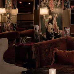 In the award winning ZLB23 speakeasy, we created intimate seating nooks that draw guests into the story. The design layers rich textures, from velvet sofas to a custom Japanese graphic wallpaper, to build a sophisticated and mysterious atmosphere perfect for a hidden jazz and cocktail bar.