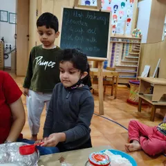 Practical life skills are the foundation of independence. In this group baking activity, children are learning so much more than just a recipe. They practice reading instructions, measuring ingredients, and developing patience, all while working together.