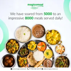 My growth is a testament to the trust my clients place in me. This graphic celebrates a significant milestone: soaring from serving 5,000 to an impressive 8,000 meals daily.